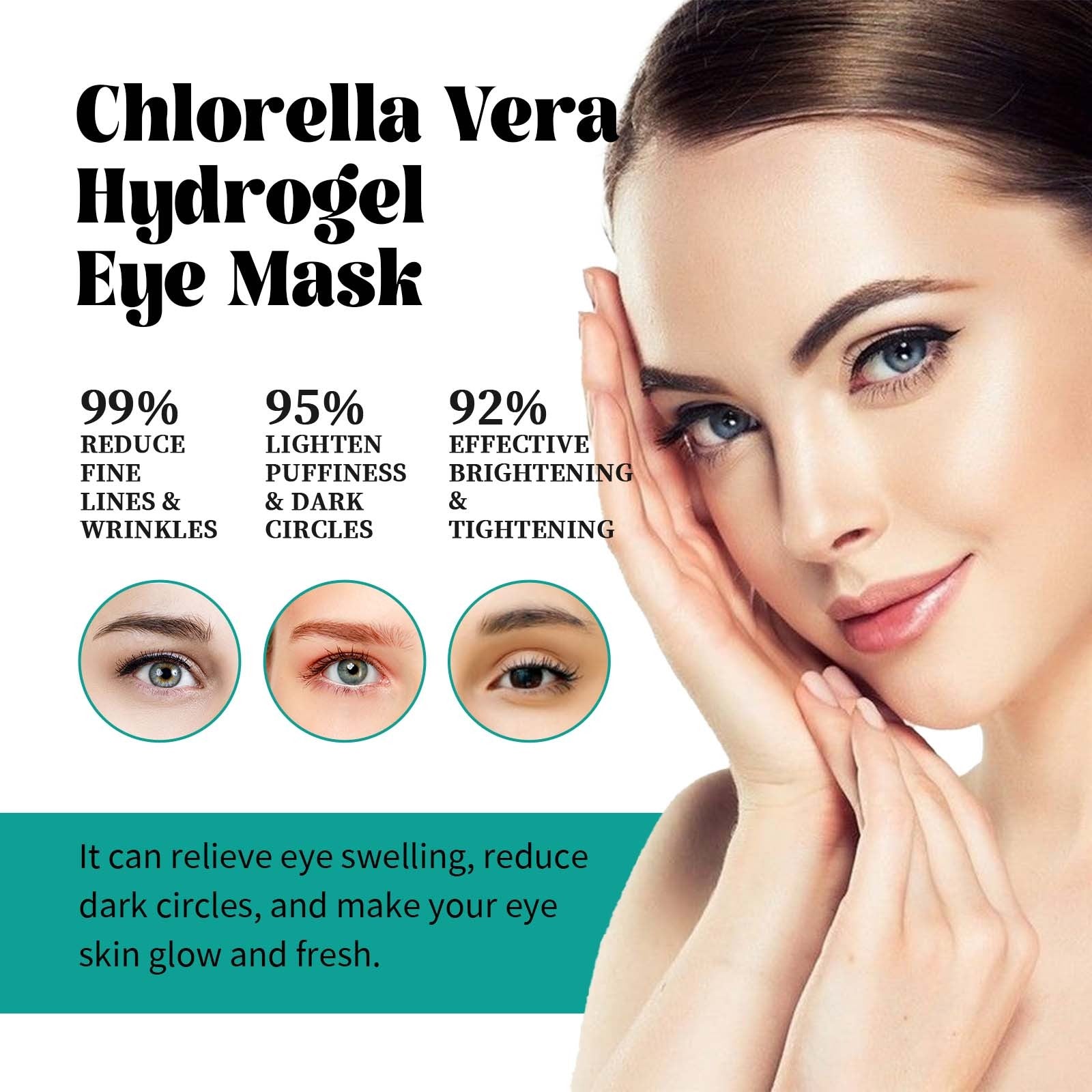 EELHOE Chlorella Vera Hydrogel Eye Mask, Moisturizing Desalination Eye